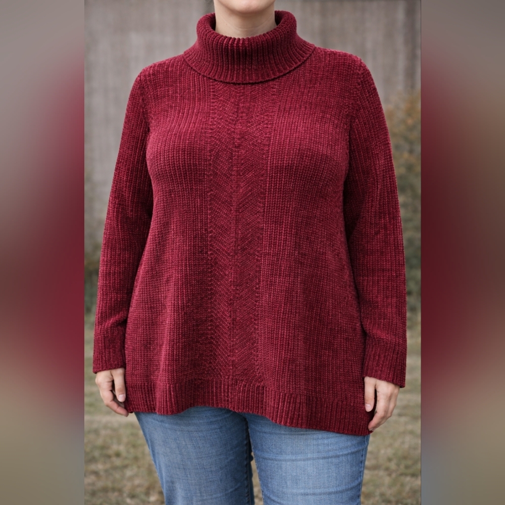 Liz Claiborne Rich Maroon Cowl Neck Sweater